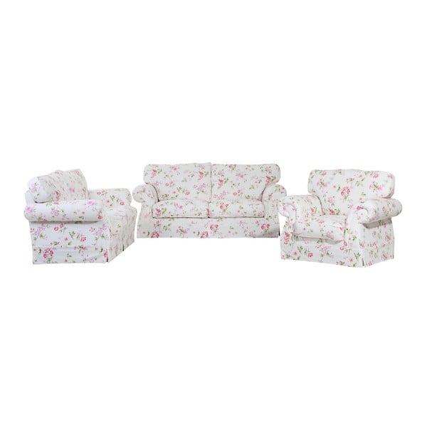 Divano floreale rosa e bianco Mina, 173 cm - Max Winzer-image-2