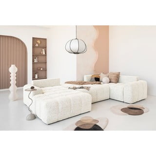 Divano angolare componibile color crema allungabile/con contenitore (con penisola a destra) Lulu – Miuform