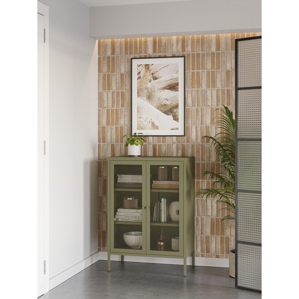 Armadietto verde in metallo 70x100x40 cm Fayna – Marckeric-image-1