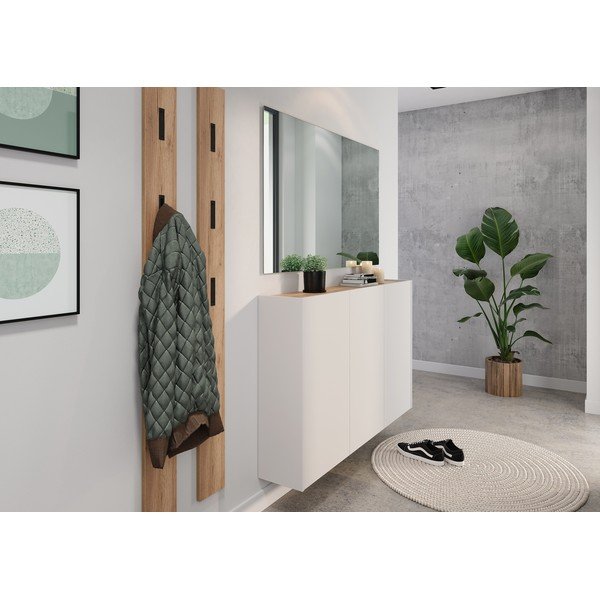 Armadietto color crema con effetto rovere 138x87x25 cm Libbiano – Germania-image-4