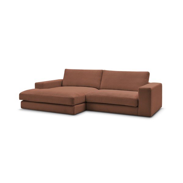 Divano angolare color terracotta (penisola a sinistra/chaise lounge) con rivestimento in velluto a coste Leonard – Bobochic Paris-image-4