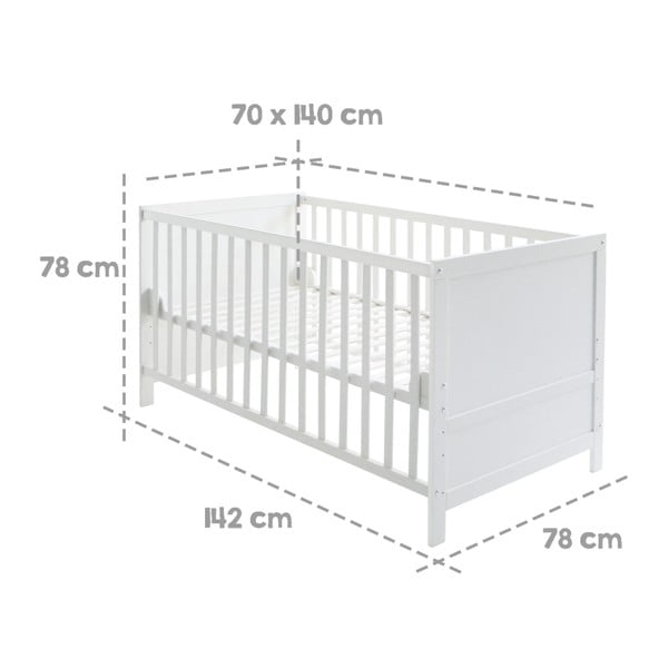 Culla bianca con baldacchino 70x140 cm - Roba-image-4