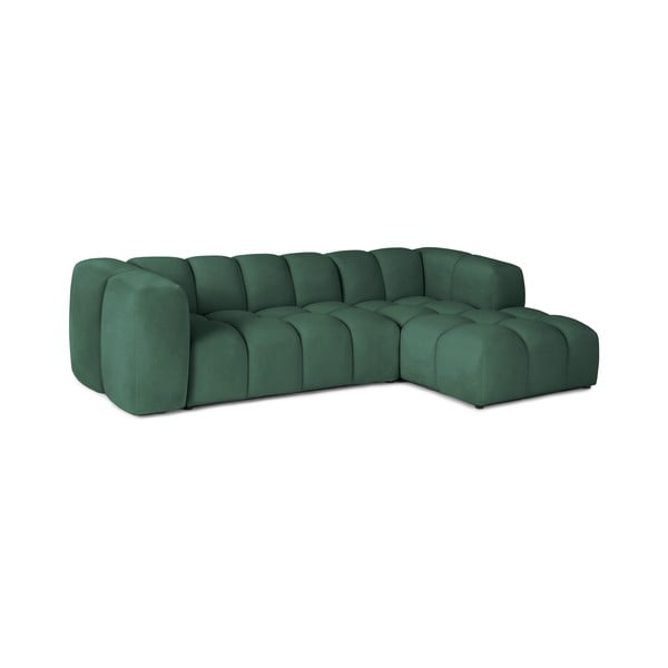 Divano angolare verde (con penisola a destra e chaise lounge) con rivestimento in velluto Cube – Bonami Selection-image-2