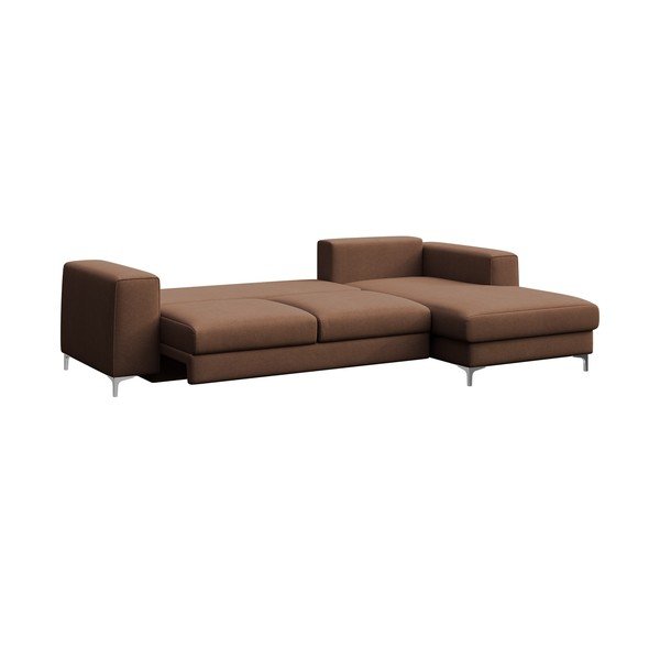 Divano angolare marrone allungabile e con contenitore (con penisola a destra e chaise lounge) rivestito in velluto Rene – Rodier-image-3
