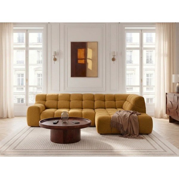 Divano angolare giallo allungabile/con movimento relax elettrico (con penisola a destra/a L) Andre – Bobochic Paris-image-2