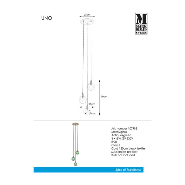 Apparecchio a sospensione verde Uno Pendant 3L - Markslöjd-image-2