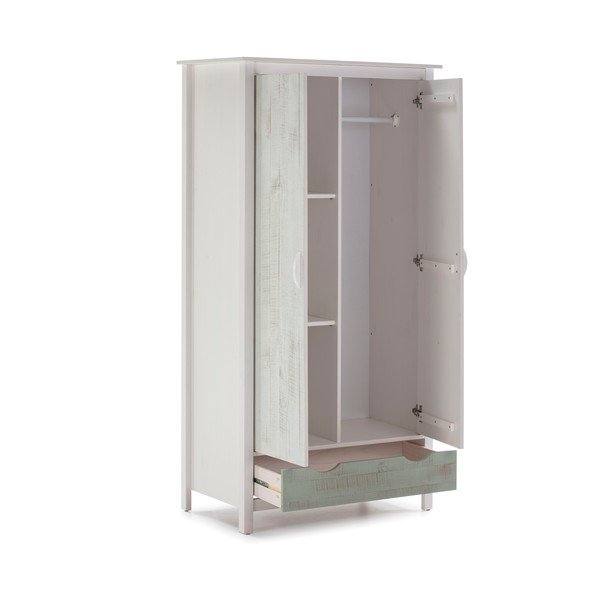 Armadio per bambini bianco e grigio in legno di pino Perle Perlé - Marckeric-image-2