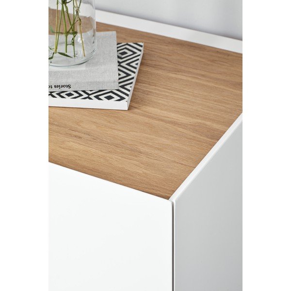 Cassettiera bassa bianca effetto rovere 110x85 cm Arista - Teulat-image-2