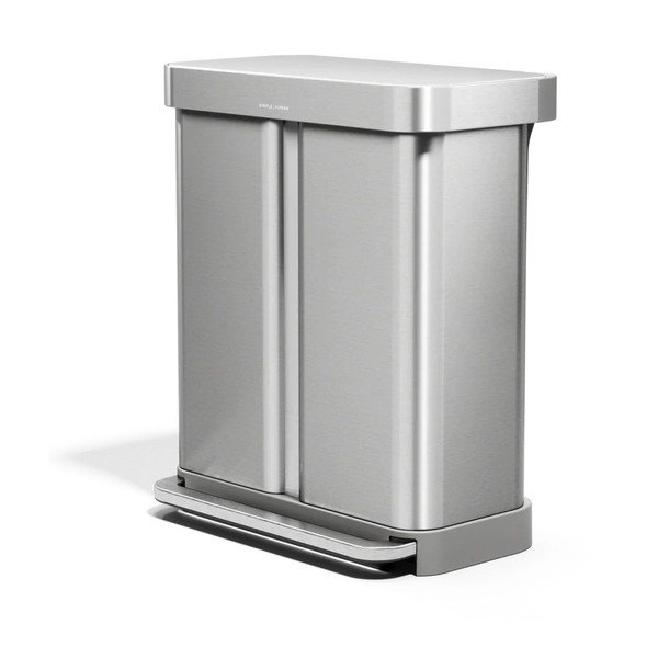 Cestino per la spazzatura color argento opaco in acciaio per raccolta differenziata/con pedale 34+24 l – simplehuman
