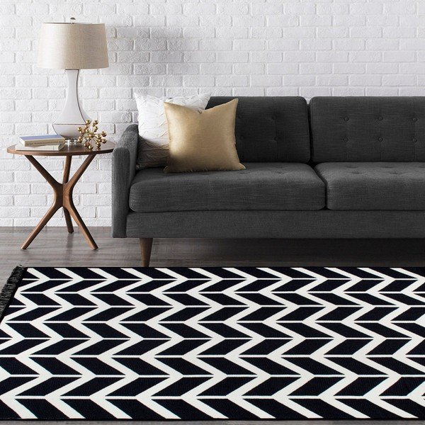 Tappeto bifacciale in bianco e nero Kirke, 140 x 215 cm - Cihan Bilisim Tekstil-image-3