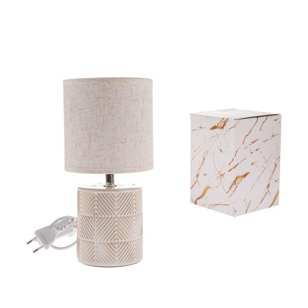 Lampada da tavolo beige in ceramica con paralume in tessuto (altezza totale 27 cm) Anita – Dakls-image-1