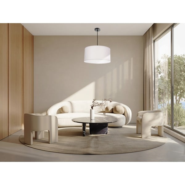 Lampadario bianco con paralume in tessuto ø 40 cm Shanti – Candellux Lighting-image-3