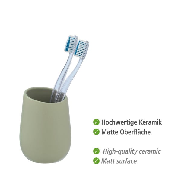 Tazza in ceramica verde per spazzolini da denti Badi - Wenko-image-4