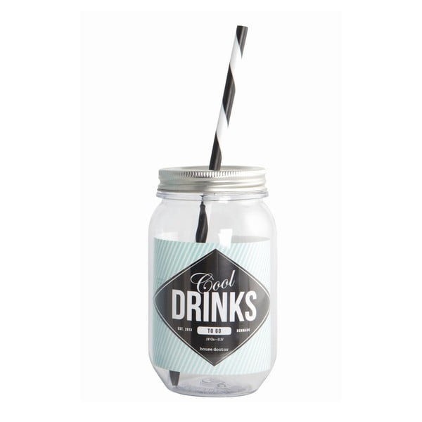 Bicchiere con coperchio e cannuccia Good Drinks, 550 ml - House Doctor