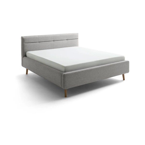 Letto matrimoniale imbottito grigio con contenitore con rete inclusa 160x200 cm Lotte – Meise Möbel