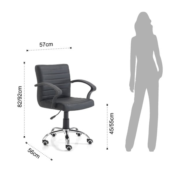 Sedia da ufficio nera su ruote Pany - Tomasucci-image-2