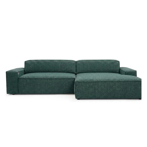 Divano angolare verde allungabile/con movimento relax elettrico (con penisola a destra) Abel – Bobochic Paris