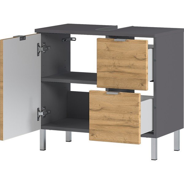 Mobile grigio sotto il lavabo in rovere 60x56 cm Mauresa - Germania-image-3