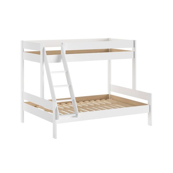 Letto da bambini a castello bianco con rete inclusa 140x200/90x200 cm Primo – Vipack