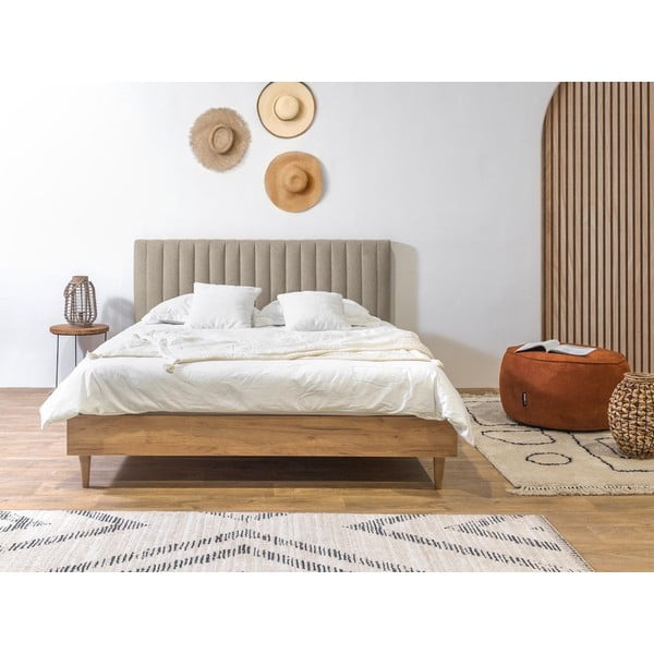 Letto matrimoniale beige/naturale con griglia 160x200 cm Oceane - Bobochic Paris-image-2