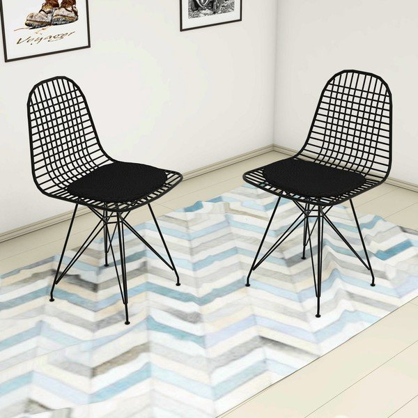 Sedie da pranzo in metallo nero in un set di 2 Kafes - Kalune Design-image-1