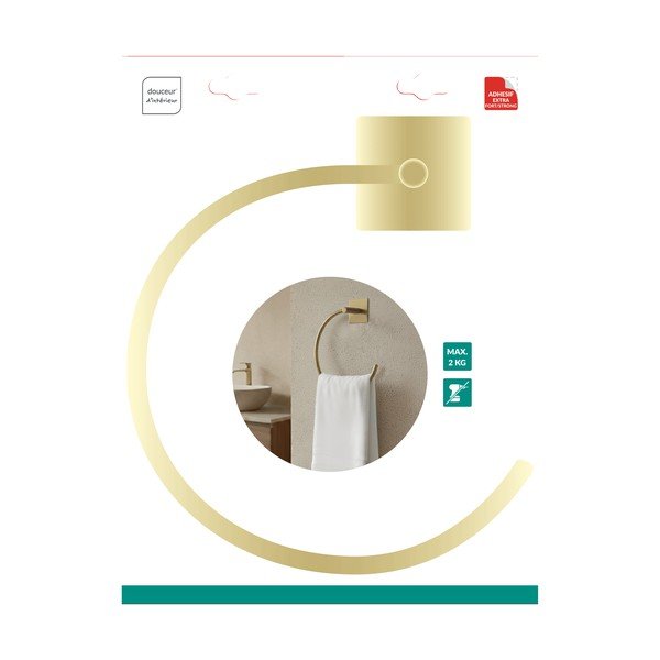 Portasciugamano senza foratura oro opaco in metallo Fixeo – douceur d'intérieur-image-1