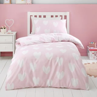 Set Biancheria Da Letto Bimbi 100% Cotone – 100x135 Cm + Federa 40x60 Cm, Con Cerniera, Motivo Principessa E Stelle, Rosa, Oeko-Tex