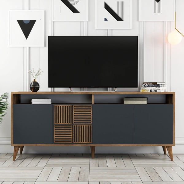 Credenza antracite in noce 180x79 cm Milan - Kalune Design-image-3
