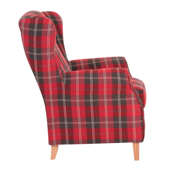 Poltrona vintage a quadri rossi Lorris - Max Winzer-image-3