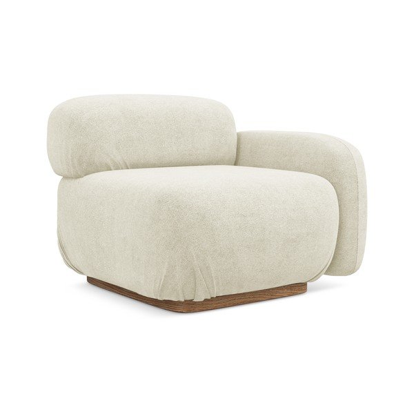 Parte divano componibile color crema (con penisola a destra) con rivestimento in bouclé Ailani – Makamii-image-2