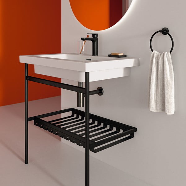 Scaffale in metallo nero da sotto il lavabo 76x82 cm Conca - Ideal Standard-image-3