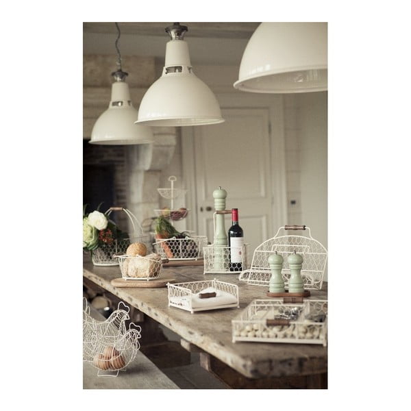 Cestino in metallo bianco, 29 x 21 cm Provence - T&G Woodware-image-1