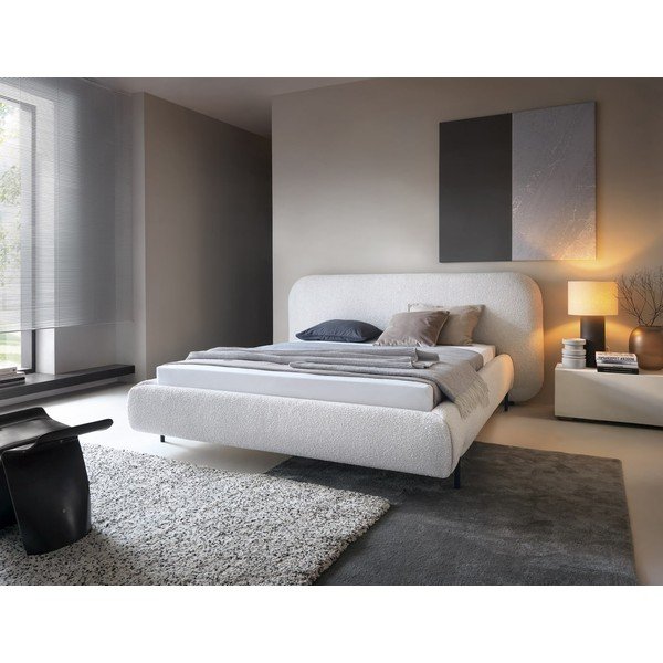 Letto matrimoniale imbottito beige con contenitore e rete inclusi 160x200 cm Pointt – ELTAP-image-1