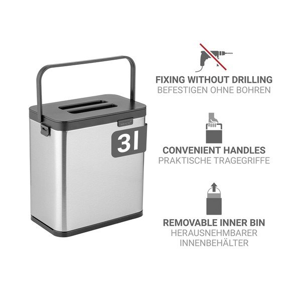 Bidone per l'umido color argento opaco 3 l Colin – Wenko-image-4