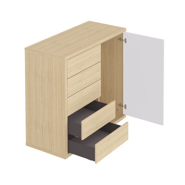 Armadio basso bianco in rovere 113x113 cm Hugo - TemaHome-image-3