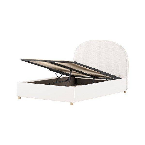 Letto matrimoniale imbottito bianco con contenitore con rete inclusa 140x200 cm Moon – Vipack-image-4