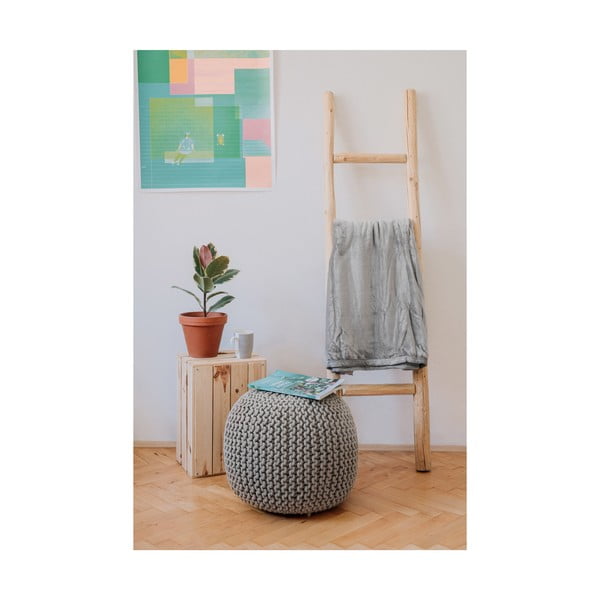 Poggiapiedi grigio scuro con rivestimento in lavorato a maglia Jagger – Bonami Essentials-image-2