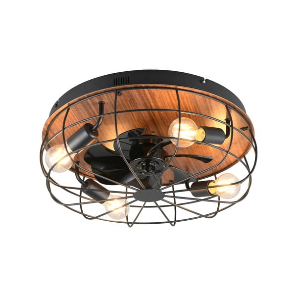 Plafoniera nera opaca e marrone con telecomando e ventilatore Trondheim – Trio-image-4