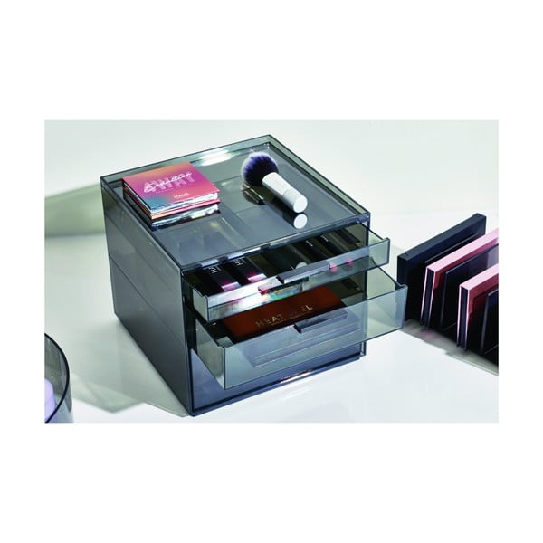 Organizzatore da bagno nero opaco per cosmetici in plastica riciclata - iDesign-image-1