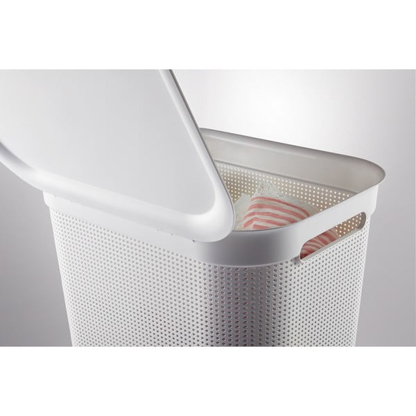 Cesto per biancheria in plastica bianca 50 l Brisen - Rotho-image-3