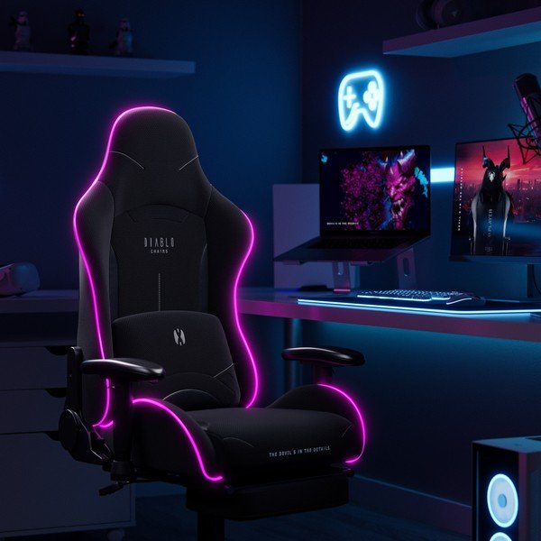 Sedia da gioco nera X-Starter LED - Diablo Chairs-image-1