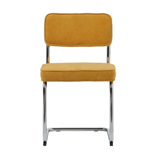 Sedia da pranzo in velluto a coste giallo Rupert - Unique Furniture-image-3