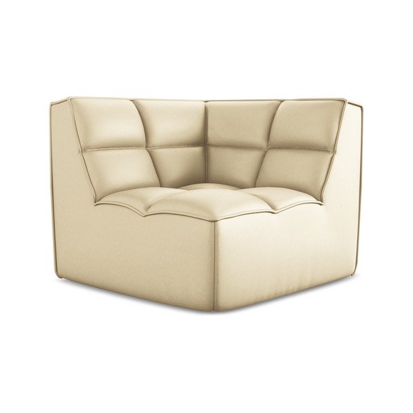 Parte divano componibile color crema con rivestimento in finta pelle Kalai – Makamii-image-2