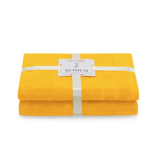 Set di asciugamani per viso e corpo tipo terry gialli in cotone 2 pz Rubrum – Restilo
