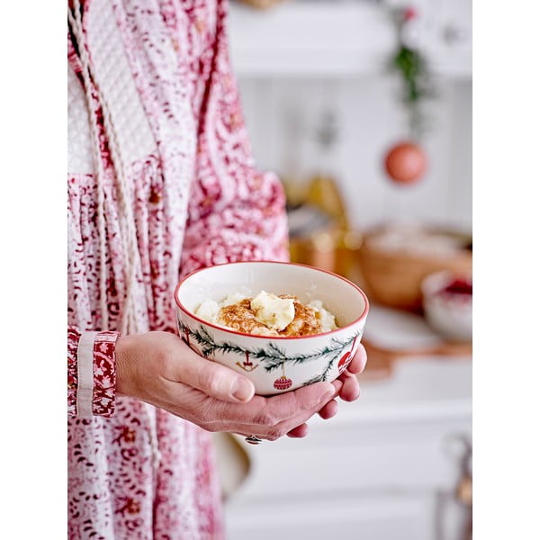 Ciotole bianco-verdi con motivo natalizio in gres in set da 2 500 ml Yule - Bloomingville-image-2