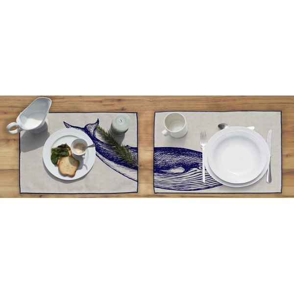 Set di 2 tovagliette Blue Whale, 45 x 30 cm - Madre Selva-image-1