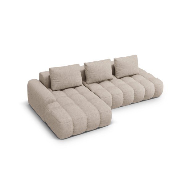 Divano angolare marrone chiaro allungabile/con contenitore (con penisola a sinistra/con chaise lounge) Linz – Cosmopolitan Design-image-3