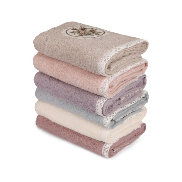 Set di 6 asciugamani rosa vintage viola - Foutastic