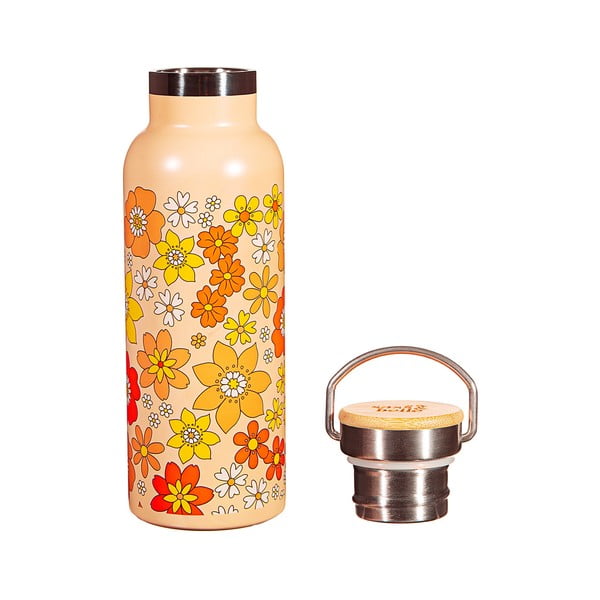 Biberon arancione in acciaio inox 500 ml 70s Floral - Sass & Belle-image-2
