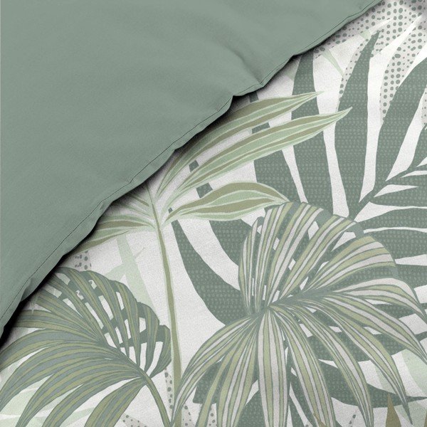 Set copripiumino e federa verde in cotone per letto matrimoniale ed esteso 240x220 cm Nymea – douceur d'intérieur-image-3